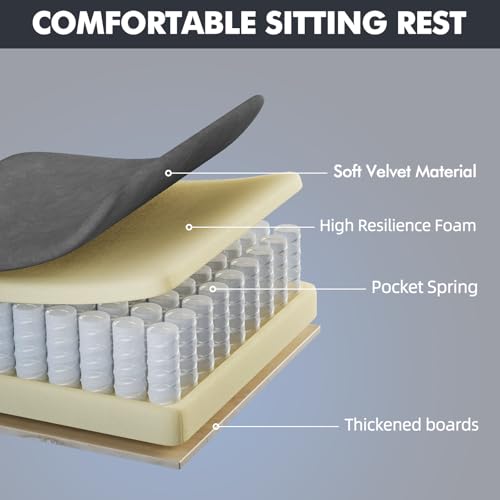 Image of Soontrans Dark Grey Velvet Fabric Gaming Chairs with Footrest, Ergonomic Comfortable Video Gamer Chair, Reclining Office Computer Desk Game Chairs with Massage Lumbar Cushion,Headrest for Adult