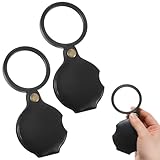 20X Pocket Magnifying Glass 2Pcs Small Magnifying Glass Folding Mini Pocket Magnifier for Travel Reading Close Work Observation Exploration Repairing Elders Gift Black