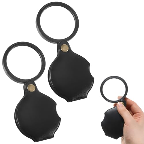 2Pcs 10X Pocket Magnifying Glass Small Pocket Magnifier Glass Folding Travel Magnifying Glasses Small Magnifier for Reading Newspaper Travel Close Work Observation Exploration Repairing Elders Gift