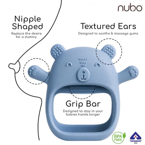 Image of Nubokind Koala Wrist-Fit No-Drop Baby Teether | Silicone Teething Toy for 3-12 Months | BPA Free, BIS Certified Chew Toy for 0-6 Months, Molar Relief | Sky Blue | Single Pack