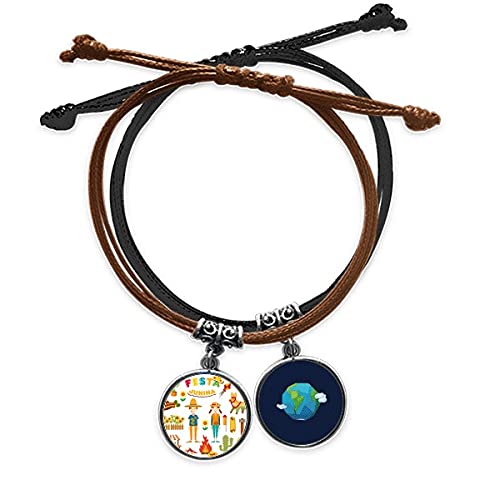 Pulsera cuerda mano cadena cuero tierra ideal para festivales de música y estilo bohemio