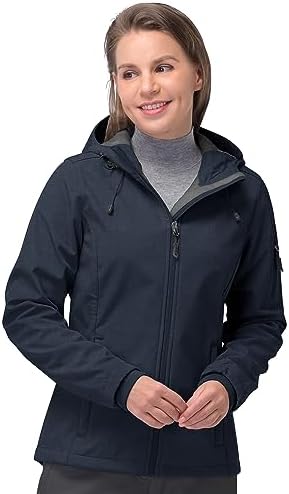 33,000ft Softshelljacke Damen Wasserdichte Fleecejacke Übergangsjacke | Leicht Regenjacke, Warme Gefüttert Jacke, Winddichte Windbreaker, Atmungsaktiv Outdoorjacke mit Kapuze zum W