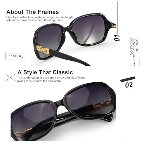 Image of SIPHEW Women's Polarized Sunglasses w UV400 Protection,Classic Sun Glasses | Vintage Sunnies,Wraparound Shade,Lightweight & Comfortable,Big Sunnies eyewear,Driving,Outdoors
