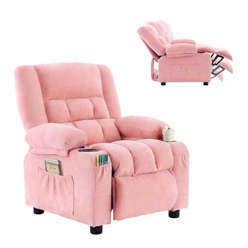 BOSMILLER Kids Recliner Chair， Push Back Toddler Recliner with Cup