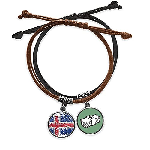 Pulsera de Islandia de cuerda y cuero trenzado unisex con amuleto