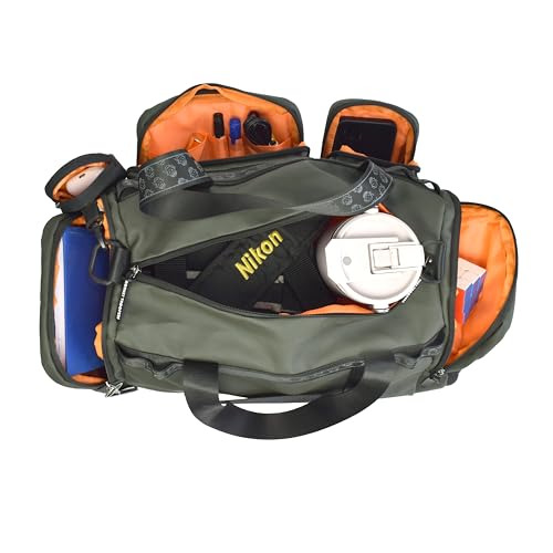 Image of MONKEY TROOPERS Spidey Lux Olive Gym Duffle Bag for Men & Women, 30.4L | Water-Resistant Reverse Polyester, Shoe Compartment, Bottle Slot, Organiser Pockets, Luggage Strap, Gym, Sports & Short Trips