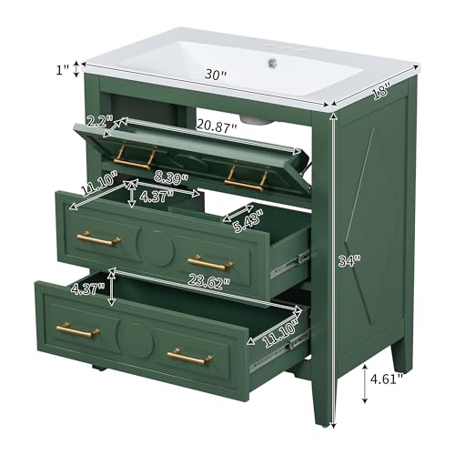 Merax-30-Bathroom-Vanity-with-Sink-Top-3-Drawer-Bathroom-Vanity-Storage-Cabinet-with-Gold-Pulls-Tip-Out-Drawer-Solid-Wood-Frame-Bath-Storage-Vanity-with-Sink Merax 30 Bathroom Vanity with Sink Top 3 Drawer Bathroom Vanity Storage Cabinet with Gold Pulls Tip Out Drawer Solid Wood Frame Bath Storage Vanity with Sink