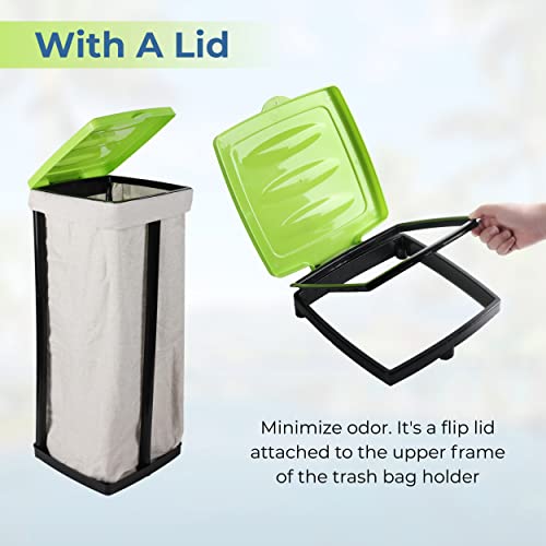(Green & Blue) Collapsible Trash Bag Holder - Portable Trashcan For Indoor And Outdoor Use - Suitable For 13-Gallon Trash Bags - Perfect For Camping Waste Management Solution On The Go #TOP4