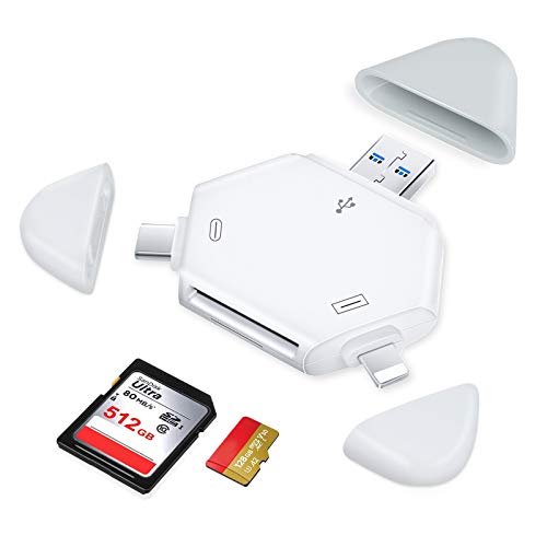 SD Kartenleser,USB Kartenleser,SD Kartenlesegerät für i Phone,i Pad,USB C SD Card Reader,3 in 1 SD Kartenleser USB 3.0 Kompatibel mit i Phone,i