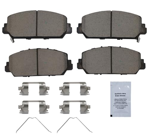 Image of HUSCH D1697 Front Ceramic Brake Pads Kit Fit For Acura ILX 2016-2022, For RDX 2013-2018, For RLX 2014-2020, For Honda Accord 2016-2017, For Civic 2017-2020