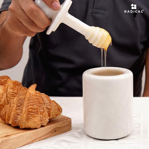 Radicaln Marble Honey Jar With Dipper Lid Handmade Honey Pot For Kitchen Countertop - Honey Container TableTop - Kitchen Dispenser Home Décor - Image 7