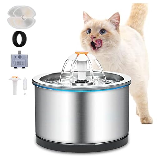 Forever Speed Drinkfontein voor katten, 2,5 liter, automatische waterdispenser, fontein voor katten en honden, huisdierdrinkfontein met 2 filters, 1 reinigingsborstel, led