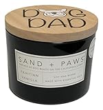 Sand + Paws Tahitian Vanilla Scented Candle, Neutralizes Pet Odors, 2 Wick, 12 Oz (Black - Dog Dad)