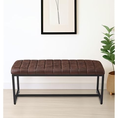 Hallowood Furniture Cullompton Dining Bench with Leather Effect Cover