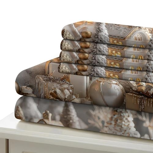Housse de Couette Noël en Microfibre Résistante avec Impression 3D