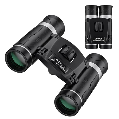 Prismáticos de bolsillo compactos HD de 200 × 25 | Telescopio antideslizante portátil de alta definición para pesca y caza
