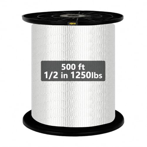 1250Lbs Mule Tape 500ft X1/2’’ Polyester Mule Webbing for Wire &amp; Cable Conduit Work Variable Functions Heavy Duty Pull Tape Flat Rope for Pulling/Loading/Packing Under Any Weather Condition Muletape