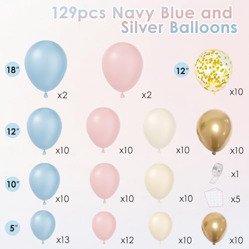 Image of Gender Reveal Pink and Blue Balloon Arch Kit 129 PCs