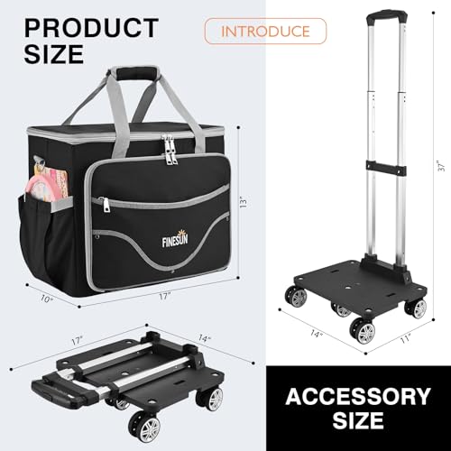 Rolling Tote Bag for Women Teacher Bag Rolling Cart Briefcase with Wheels Carry on Wheeled Bag for Work,Office,Craft Black3