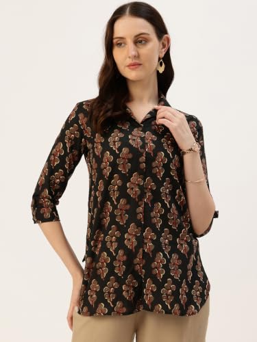 Image of feranoid Classic Collared Cotton Shirt with 3 /4 Sleeve for a Timeless Casual Look