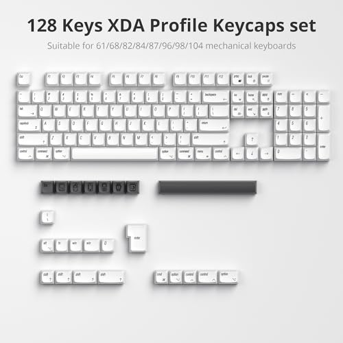 Image of 128 Keys PBT Keycaps XDA Profile Keycap Set Minimalist White Mac Style Custom Keycaps for MX Switches Mechanical Keyboard(Minimalist)