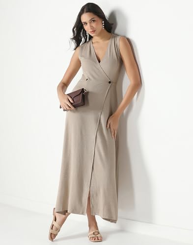 Image of Selvia Textured Lycra A-Line Dress for Women, One Piece Western Dress for Women
