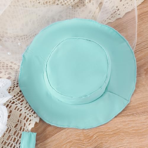 LUVCES Ensemble Bebe Fille 3 Pièces d'été Tenues Manches Courtes Côtelé à Volants Haut + Salopette Jupe à Bretelles + Chapeau Vêtement pour Filles 3Pcs Vert 3-4 Ans – vue 4
