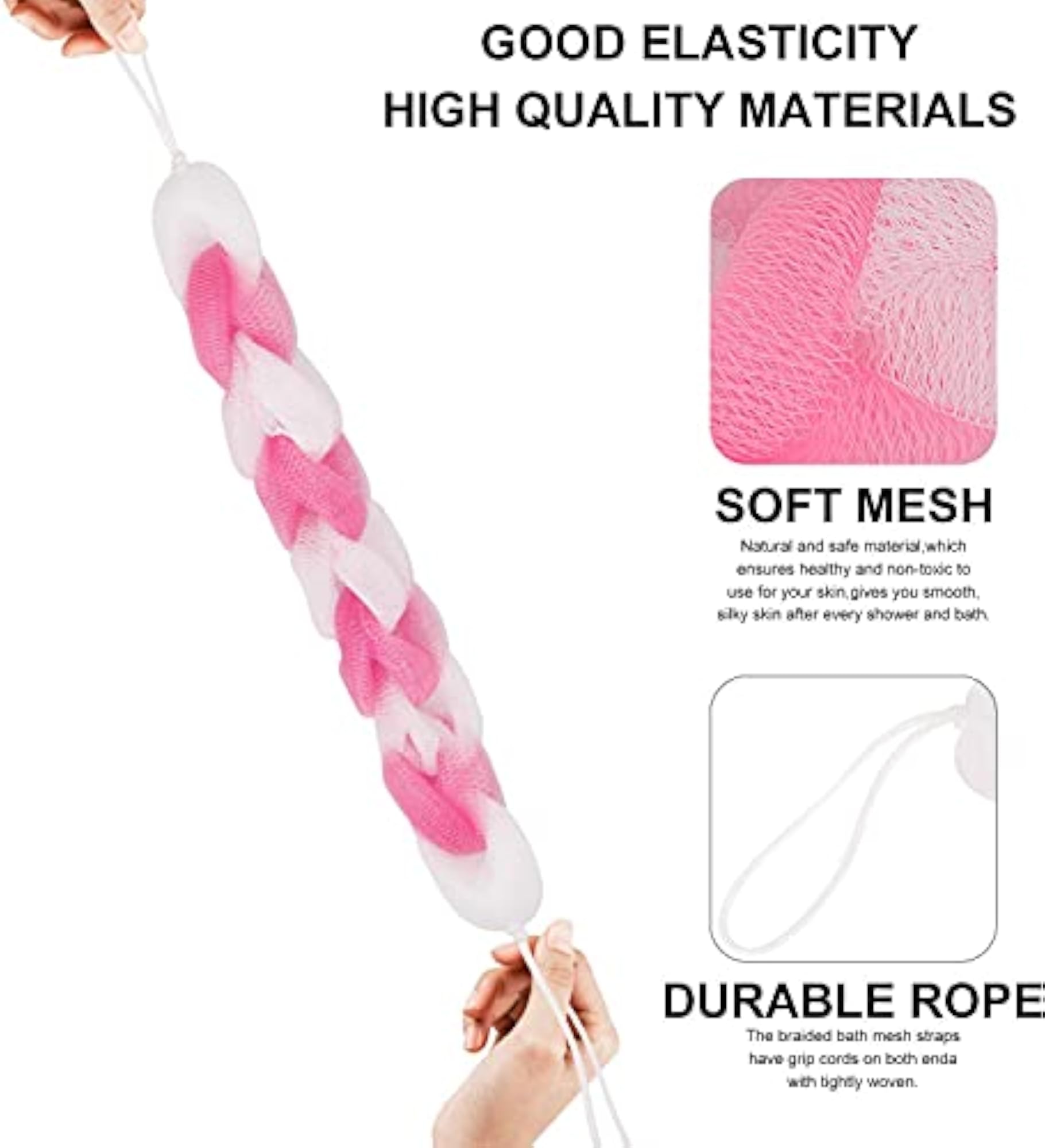 Multicolour Plastic Bath Sponge, Long-Handled Exfoliating Brush