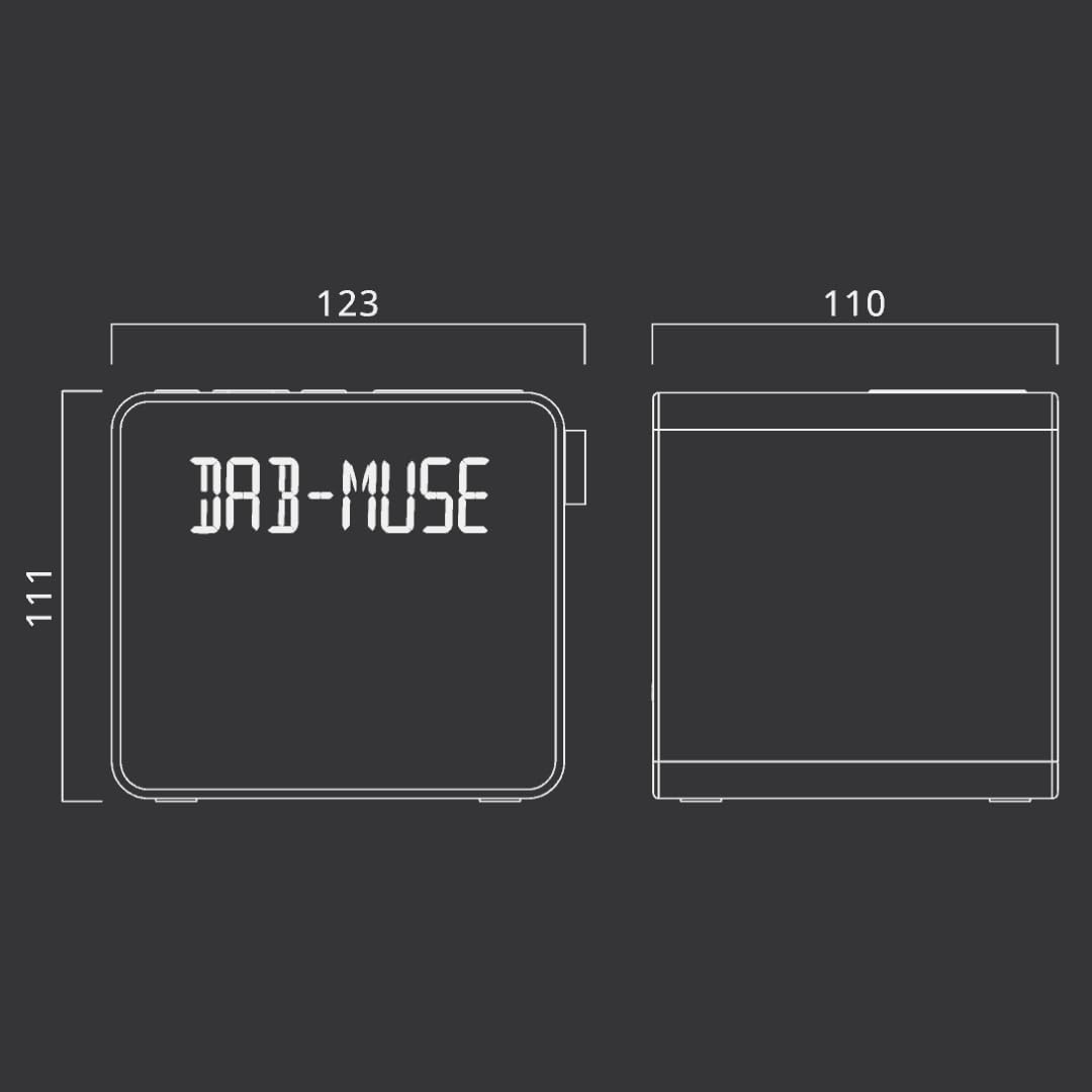 Muse Radio Reloj Dab+ FM PLL, Alarma Dual - (M-187 CDB) Pantalla LCD, Reloj, Alarma, zumbador, repetición, función de sueño, Antena, Entrada Auxiliar, batería de Reserva, Gris Oscuro