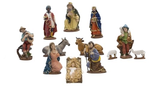 Etruria Statue - Presepe completo grande (13 pezzi) cm 30 in resina dipinto a mano (Made in Italy)