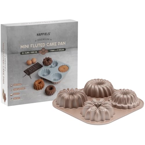 HAPPIELS 4 Cavity Mini Flute Pan 3 ½ Cup Capacity Nonstick, PFOA & BPA Free