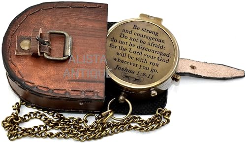 Brújula Vintage de Latón con Estuche de Cuero y Cita Inspiradora miniatura 6