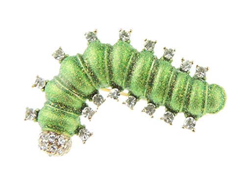 Glamour Girlz Broche de Cristal para Novia de Insectos con Cristales de Diamante para Boda o Noche, Gusano de Caterpillar