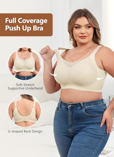 Image of Xcutting Lace Women's Seamless No Underwire Bra Soft Wireless Comfort Bralettes Full Coverage Bralette Everyday T-Shirt Bra