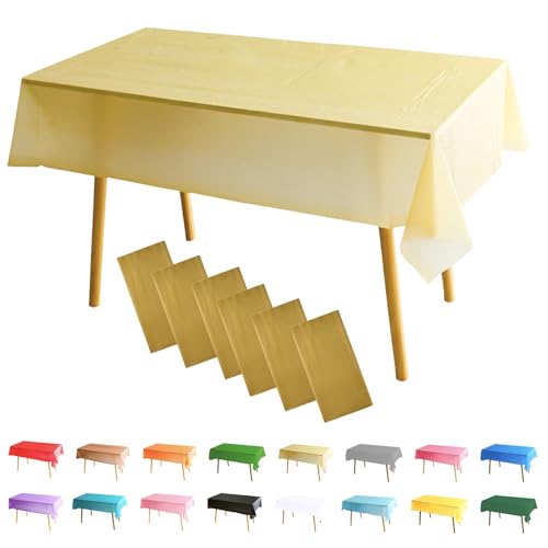 MOMAHUA 6 Packs Or Nappes,137x274cm PEVE Nappe de Table Rectangulaire,Nappes Imperméables pour Fête...