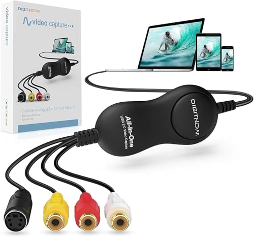 DigitPro USB 2.0 Video Capture Device, VHS to Digital Converter, VHS VCR TV to DVD Converter for MAC/PC/TV/Camcorder, MAC OS Windows Compatible