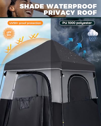 KingCamp Instant Shower Tent, Portable Superior Stable Privacy Shelter, Large Room Outdoor Toilet Tent with Floor for Beach, Camping & Hiking, Setup in Under 60s