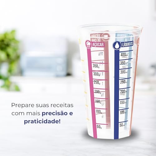 Copo Medidor de Ingredientes Medidas Graduado 500ML Grande