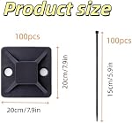 Cable Tie Zip noir set de montage auto-adhésif, supports de base de câble avec des tampons collants, 100 ensemble