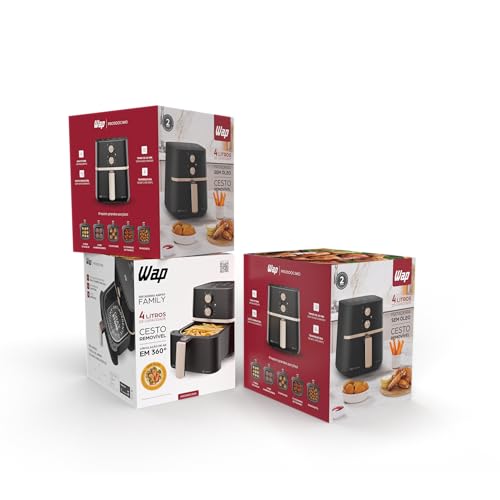 WAP Fritadeira Elétrica Air Fryer FAMILY 4 Litros, Temperatura Ajustável, Duplo Revestimento Antiade