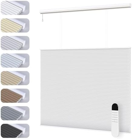 ODKblinds Motorized Top Down Bottom Up Cellular Shades, Smart Electric TDBU Honeycomb Blind with Remote, Blackout or Light Filtering Fabric, Automatic Cellular Shade for Home and Office Indoor Window