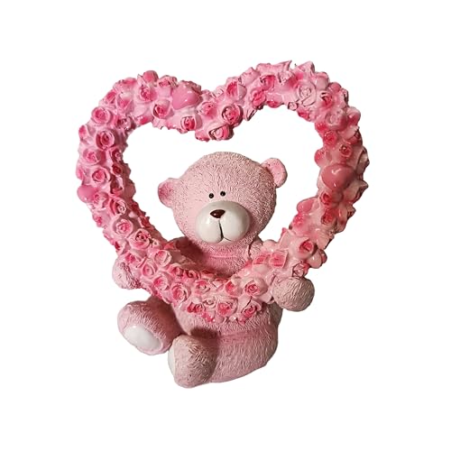 Image of FunzOn Pink Teddy with Heart Ring| Teddy Bear Showpiece | Valentine Gift | Birthday Gift |Home, Bedroom, Office Decor Items|Gift Item | Table Decor Showpiece