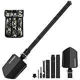 Survival Shovel Folding Tactical Shovel Aerospace-Grade Aluminum Camping Shovel Multifunctional Multitool Ultra-Light & Solid Collapsible Spade Emergency Kit with Carry Bag (26.6')