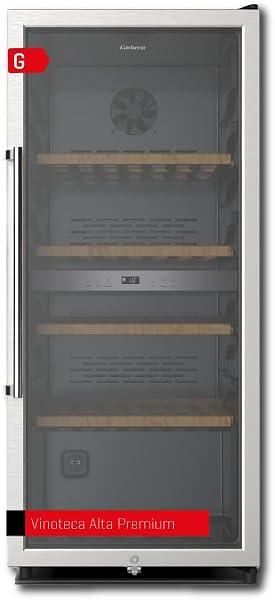 Corberó - Vinoteca CFKWC91SWDZ | 200L | 91 Botellas | Estático Con Ventilador | Doble Zona | Nevera para vino con Luz LED | 4 Estantes de Madera | 45Db | Negro Puerta Cristal - 1