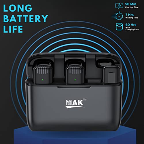 Image of MMAK Wireless Mic with Charging Case, Noise Reduction Mic for Video Recording, YouTube, Facebook, Live Stream (Dual Universal)