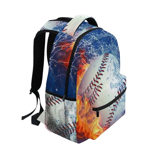 Nander Backpack Travel Fire Water Baseball School Bookbags Shoulder Laptop Daypack College Bag for Womens Mens Boys Girls2