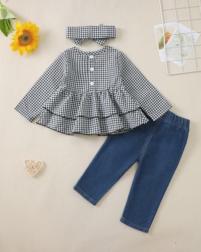Image of Renotemy Baby Girl Clothes Toddler Girl Clothes Outfits Infant Clothing Jeans Pants Set Cute Clothes Set for Girls