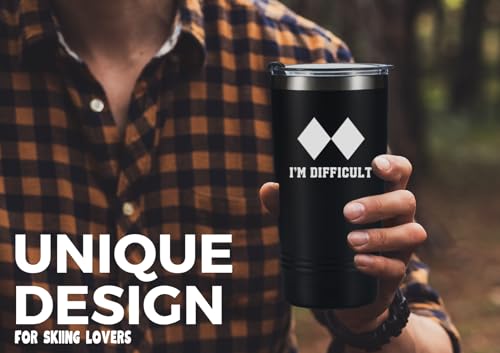 Image of Onebttl Skiing Gifts for Men, 20oz Insulated Stainless Steel Tumbler, Perfect Ski Lovers Idea for Men /Male in Christmas, Birthday, Appreciation - I'M DIFFICULT