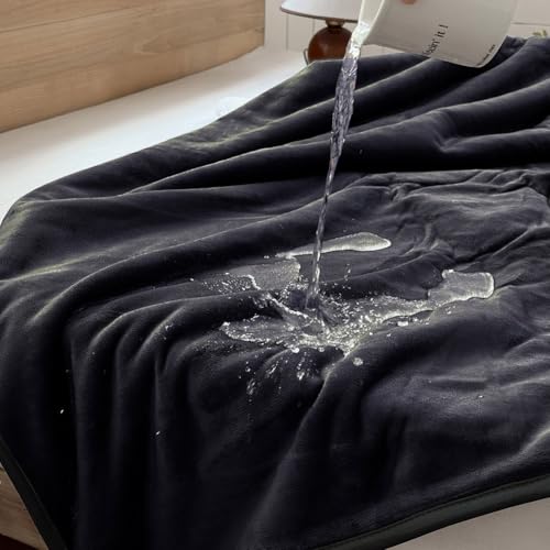 NSNLGSGC Waterproof Blanket Throw for Bed Single Single Size Splash Blankets Squirt Water Proof Flannel Blanket Up to 60 oz(Black 127 * 152cm)