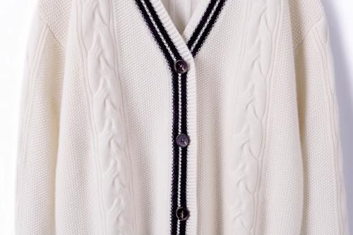 CHARTOU Chunky Cardigan Sweaters for Women Contrast Trim Loose Open Front Fall Cardigan Coat3